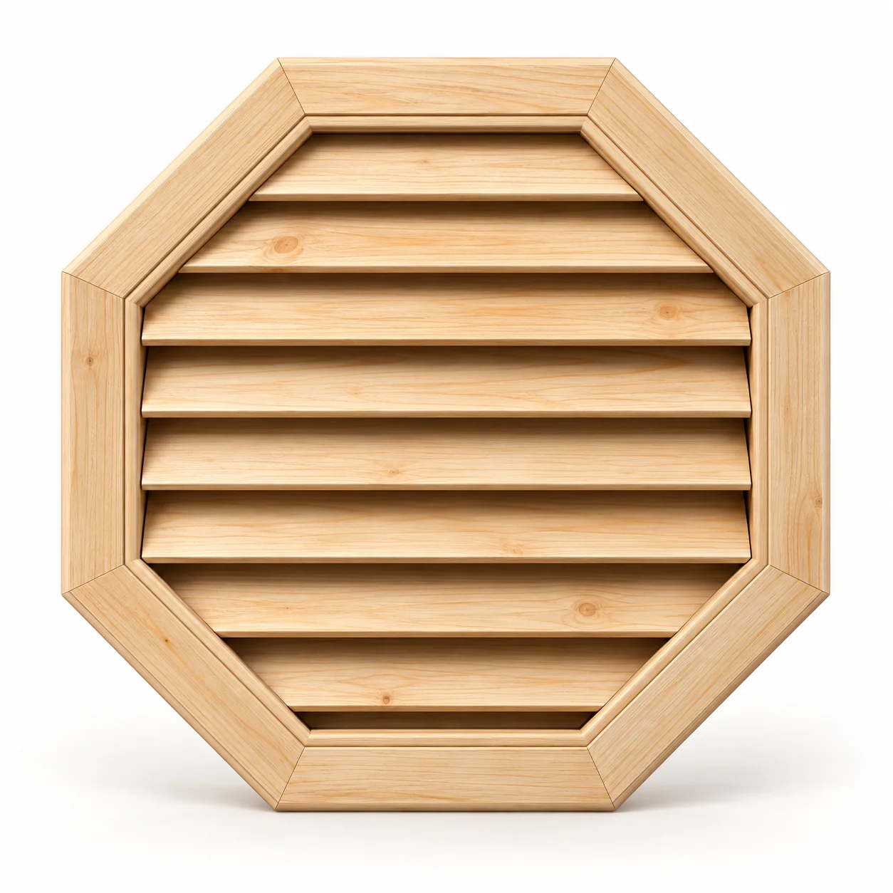 Photorealistic octagonal timber gable vent concept based on the Karem GVOCT drawing