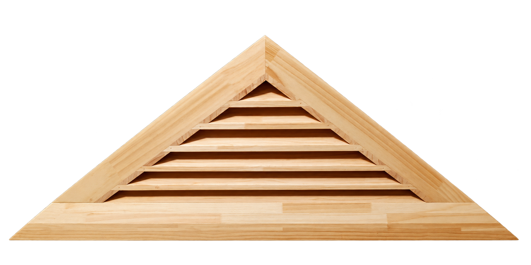 Pine triangular timber gable vent with fixed angled blades